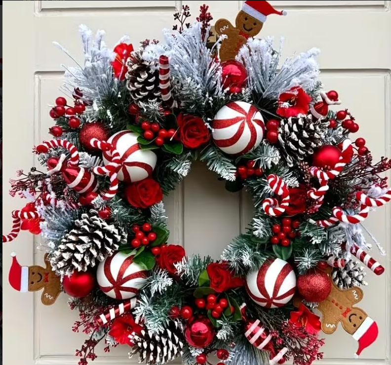 Christmas Wreath for Front Door – Festive Holiday Pine Wreath – My
