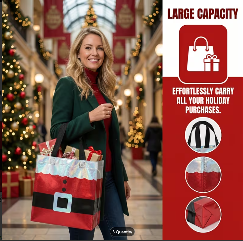 Christmas Santa Gift Bags – Reusable Holiday Gift Bags