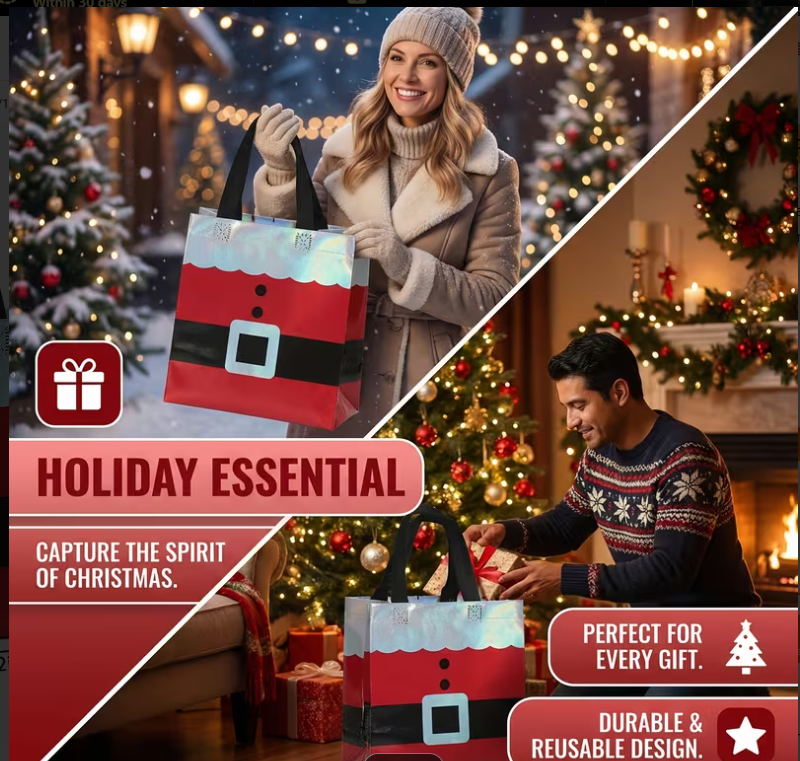 Christmas Santa Gift Bags – Reusable Holiday Gift Bags