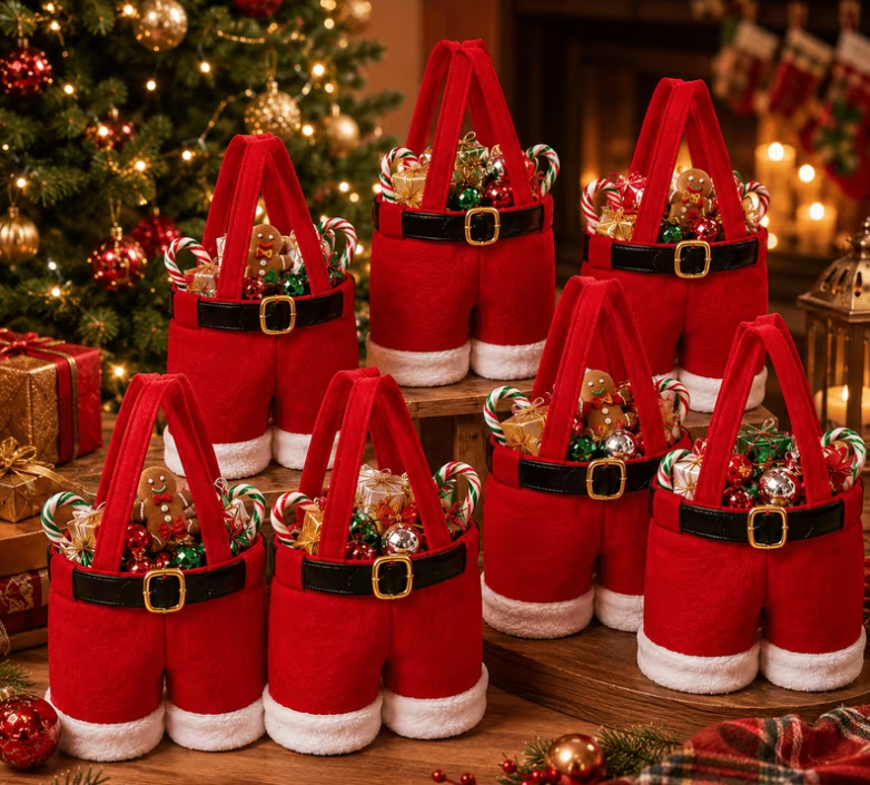4-Piece Santa Pants Christmas Gift Bags