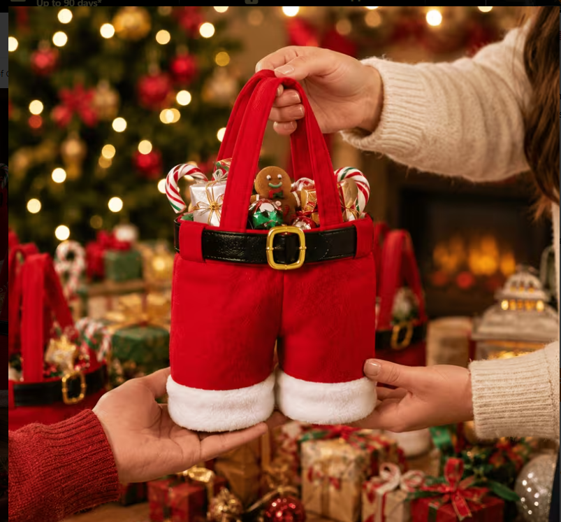 4-Piece Santa Pants Christmas Gift Bags