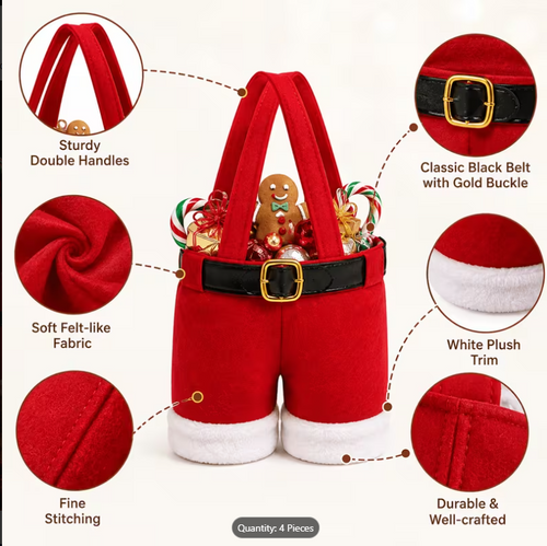 4-Piece Santa Pants Christmas Gift Bags