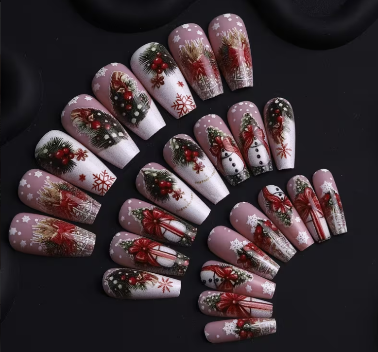 Christmas Press-On Nails – 47-Piece Holiday Nail Set