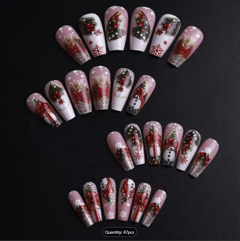Christmas Press-On Nails – 47-Piece Holiday Nail Set