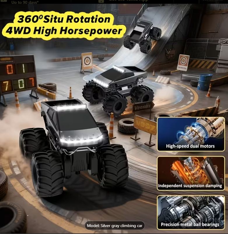 RC Off-Road Monster Truck – 2.4GHz Remote Control Climbing Car with LED Lights