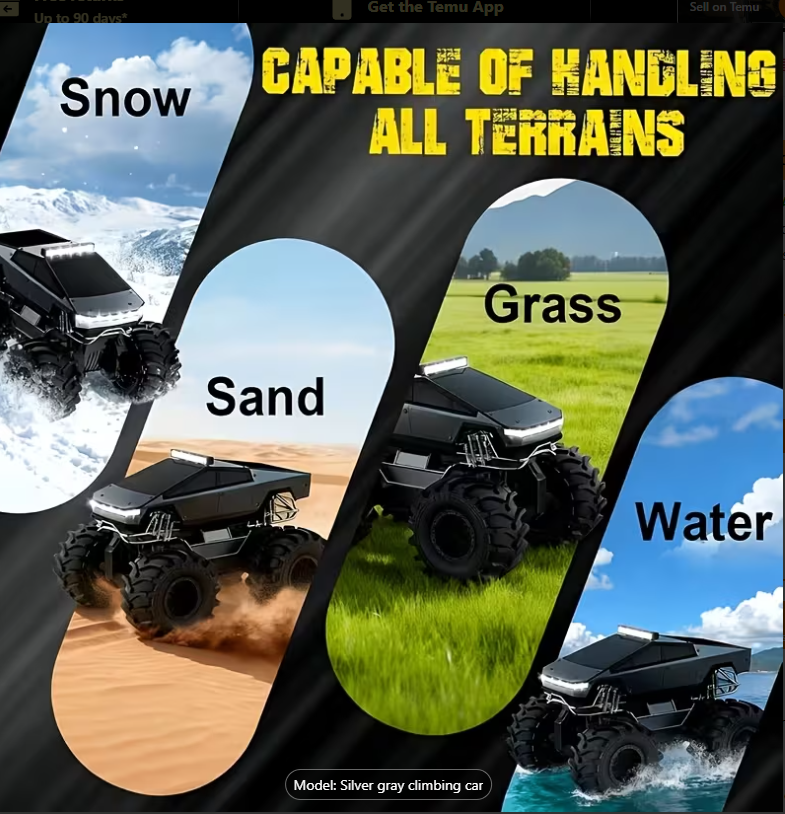 RC Off-Road Monster Truck – 2.4GHz Remote Control Climbing Car with LED Lights