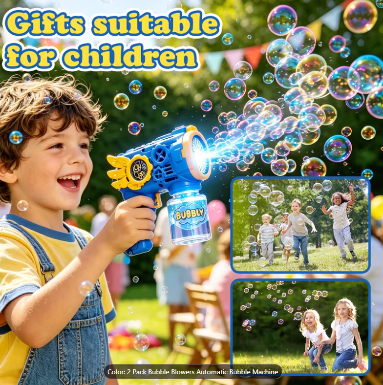 2-Pack Electric Bubble Blasters – Automatic Bubble Maker
