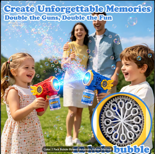 2-Pack Electric Bubble Blasters – Automatic Bubble Maker