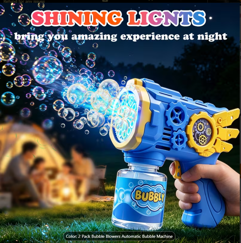 2-Pack Electric Bubble Blasters – Automatic Bubble Maker