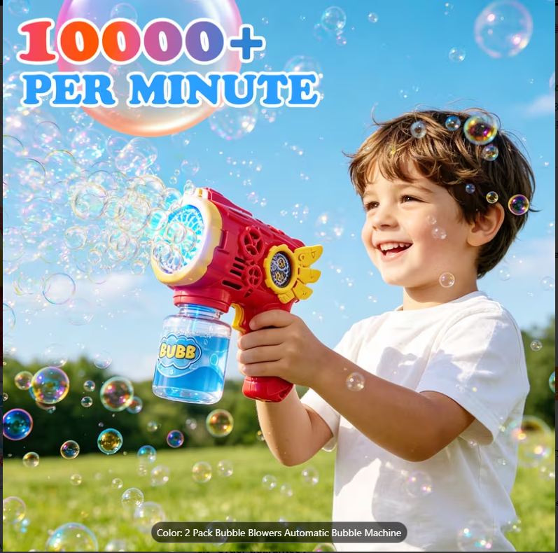 2-Pack Electric Bubble Blasters – Automatic Bubble Maker