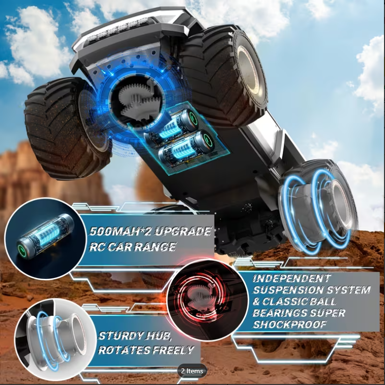 RC Off-Road Monster Truck – 2.4GHz Remote Control Car with LED Lights