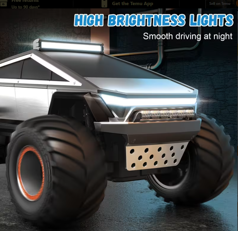 RC Off-Road Monster Truck – 2.4GHz Remote Control Car with LED Lights