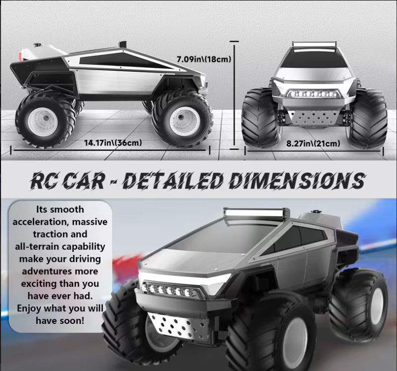 RC Off-Road Monster Truck – 2.4GHz Remote Control Car with LED Lights